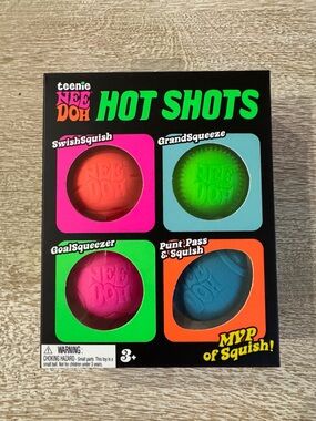 NEE DOH teenie Hot Shots Squish Toy Set - Neon Pink, Green, Blue, Orange